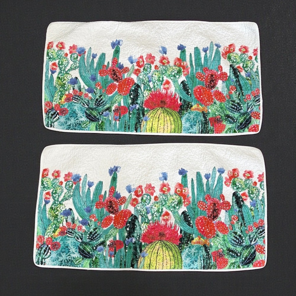 Donna Sharp Quilted Cactus‎ Floral King Pillow Shams Set of 2 Boho Southwestern